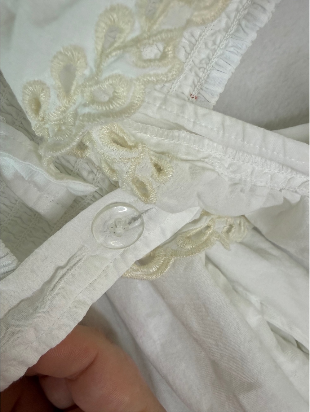 American Eagle White Eyelet Embroidered Mini Dress Women’s Large W Pockets - Picture 5 of 7